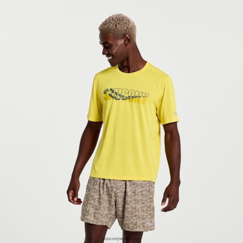 Saucony Men Stopwatch Graphic Short Sleeve Sulphur Heather Graphic 0066X348