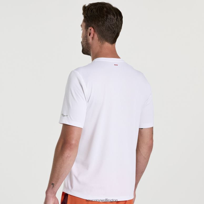 Saucony Men Stopwatch Graphic Short Sleeve White Graphic 0066X349