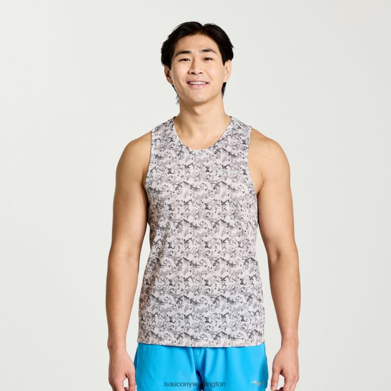 Saucony Men Stopwatch Graphic Singlet Lunar Rock Camo Print 0066X366