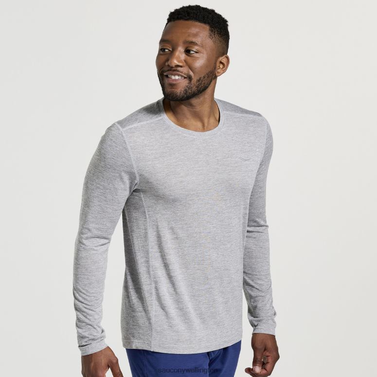 Saucony Men Stopwatch Long Sleeve Light Grey Heather 0066X340