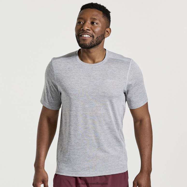 Saucony Men Stopwatch Short Sleeve Light Grey Heather 0066X326