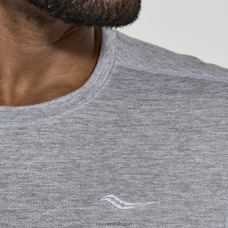 Saucony Men Stopwatch Short Sleeve Light Grey Heather 0066X326