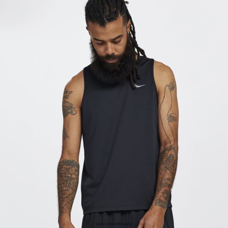 Saucony Men Stopwatch Singlet Black 0066X303