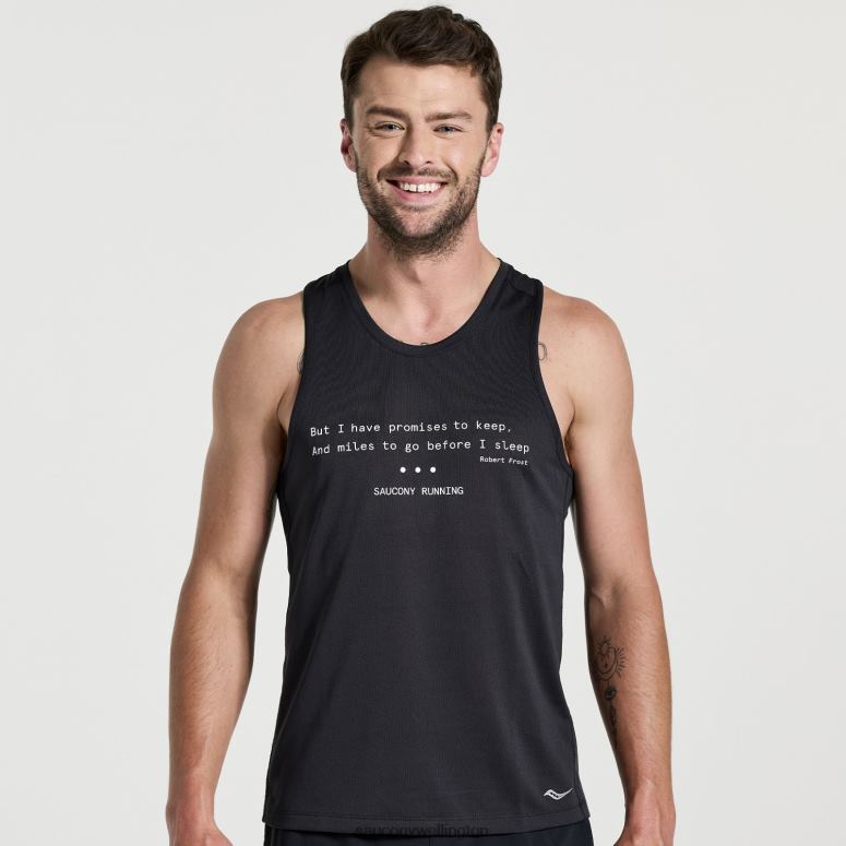 Saucony Men Stopwatch Singlet Black Graphic 0066X306