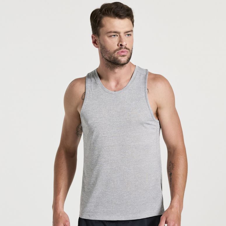 Saucony Men Stopwatch Singlet Light Grey Heather 0066X308