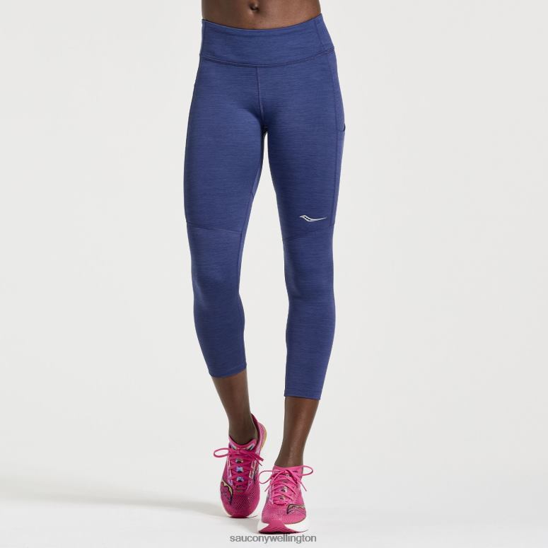 Saucony Women Fortify Crop Tight Sodalite Heather 0066X814