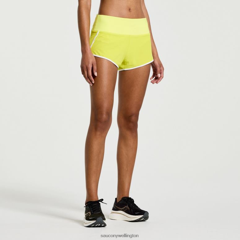 Saucony Women Outpace 2.5 Split Short Citron 0066X838