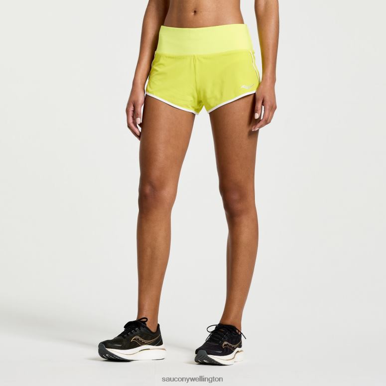 Saucony Women Outpace 2.5 Split Short Citron 0066X838