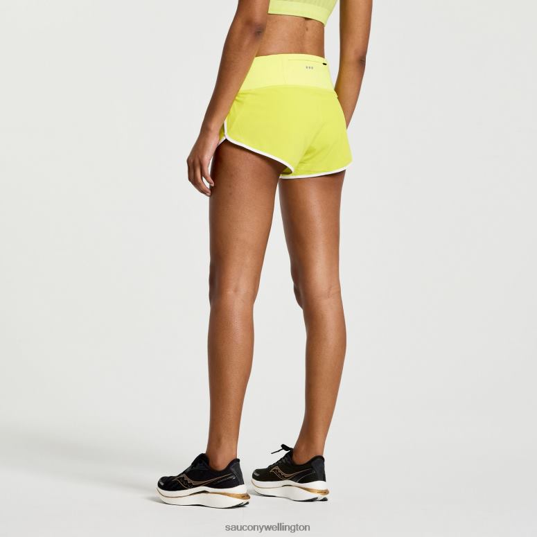 Saucony Women Outpace 2.5 Split Short Citron 0066X838