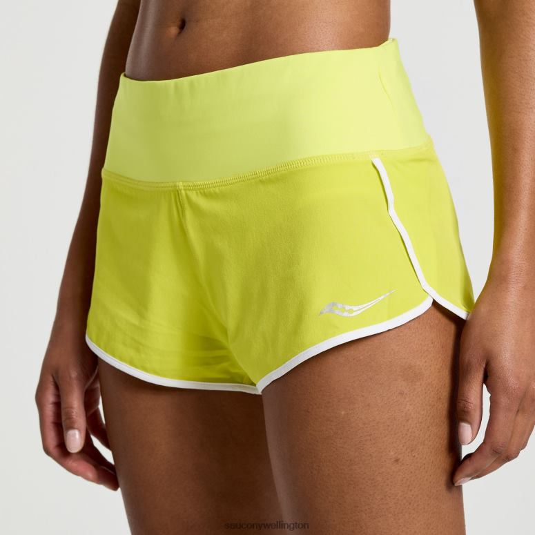 Saucony Women Outpace 2.5 Split Short Citron 0066X838