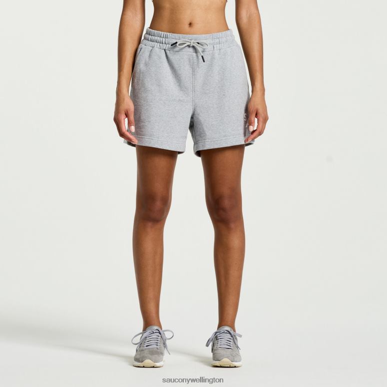 Saucony Women Rested Sweat Short Light Grey Heather Graphic 0066X831