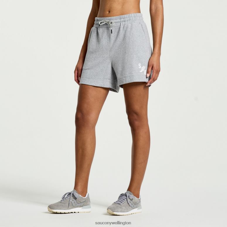 Saucony Women Rested Sweat Short Light Grey Heather Graphic 0066X831