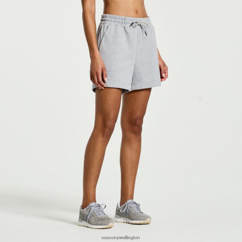 Saucony Women Rested Sweat Short Light Grey Heather Graphic 0066X831