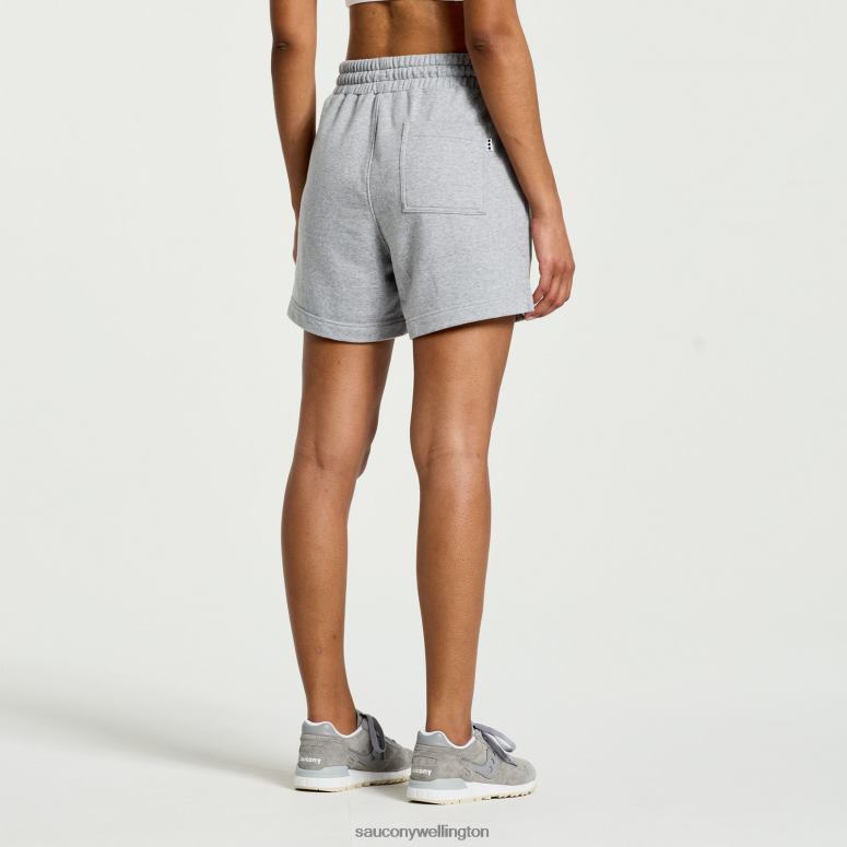 Saucony Women Rested Sweat Short Light Grey Heather Graphic 0066X831