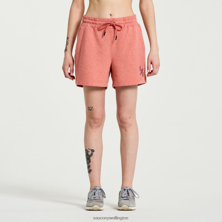 Saucony Women Rested Sweat Short Soot Heather Graphic 0066X832