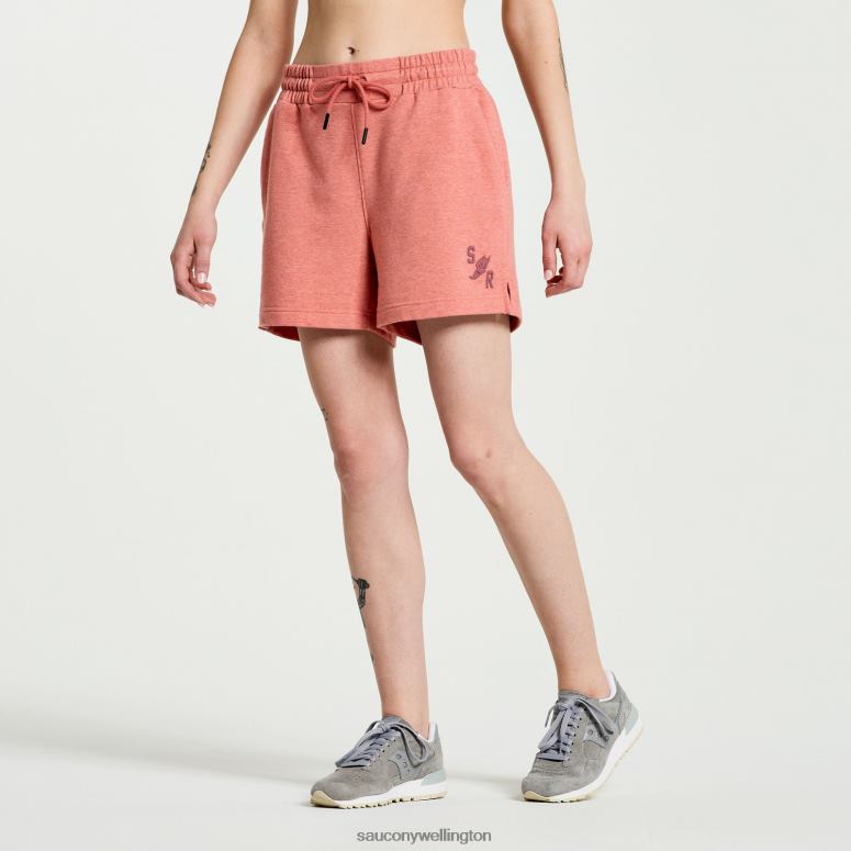 Saucony Women Rested Sweat Short Soot Heather Graphic 0066X832