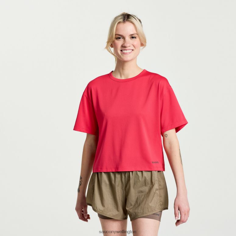 Saucony Women Elevate Short Sleeve Rose 0066X768
