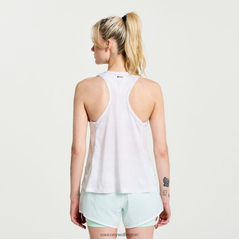 Saucony Women Elevate Tank Top White Tie-Dye Print 0066X751