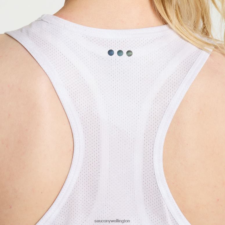 Saucony Women Elevate Tank Top White Tie-Dye Print 0066X751