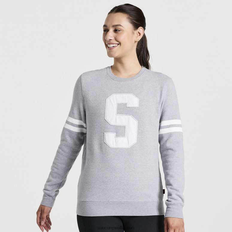 Saucony Women Rested Crewneck Light Grey Heather 0066X778