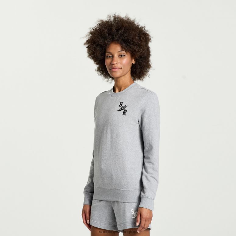 Saucony Women Rested Crewneck Light Grey Heather Graphic 0066X779