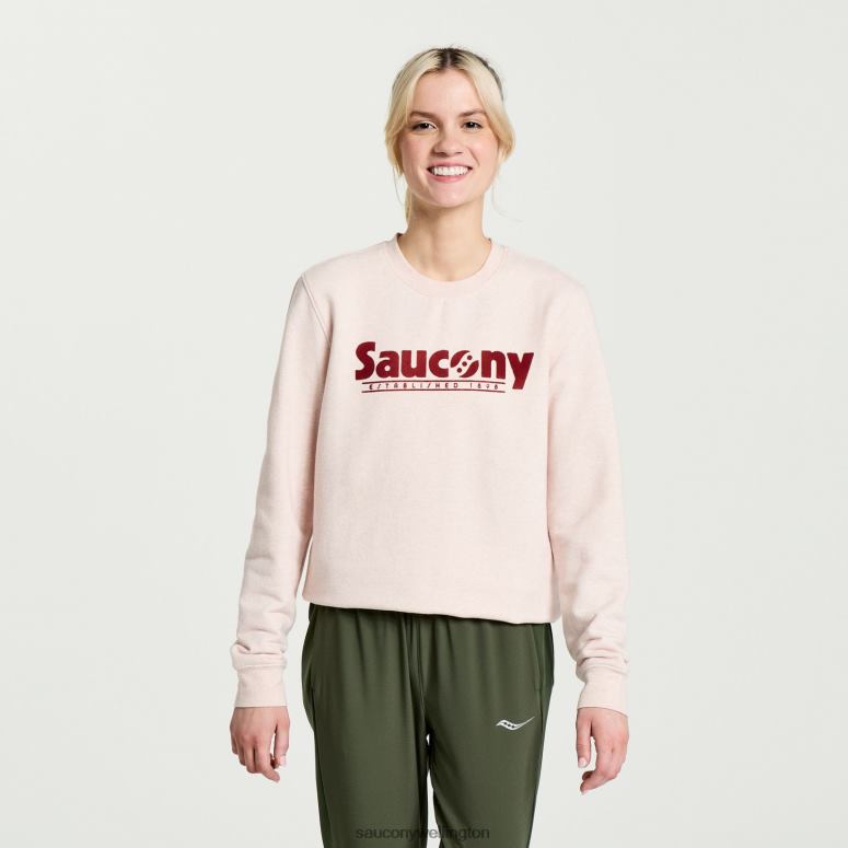 Saucony Women Rested Crewneck Sepia Rose Heather Graphic 0066X780