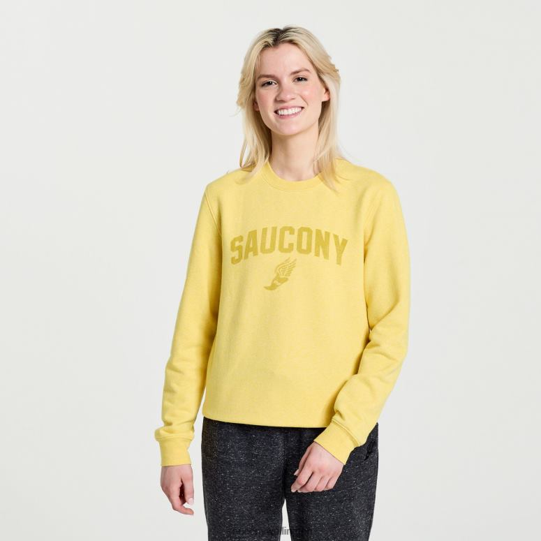 Saucony Women Rested Crewneck Sulphur Heather Graphic 0066X776