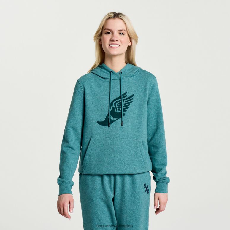 Saucony Women Rested Hoodie North Atlantic Heather Graphic 0066X798