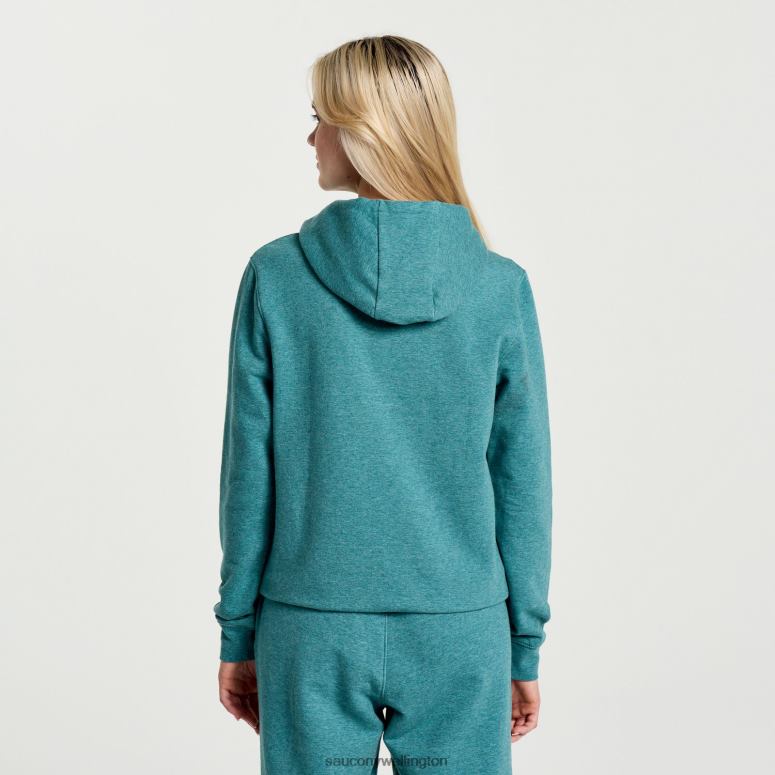 Saucony Women Rested Hoodie North Atlantic Heather Graphic 0066X798
