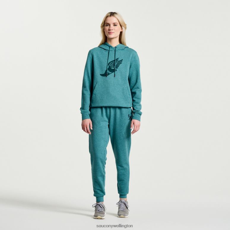 Saucony Women Rested Hoodie North Atlantic Heather Graphic 0066X798