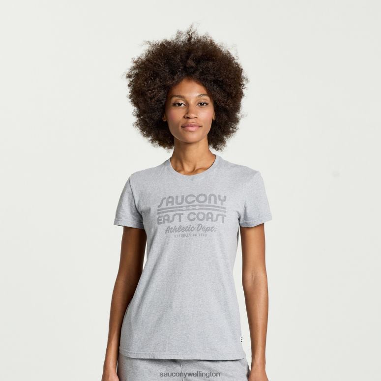 Saucony Women Rested T-Shirt Light Grey Heather Graphic 0066X788
