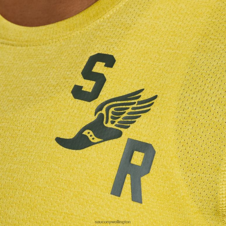 Saucony Women Stopwatch Graphic Short Sleeve Arroyo Heather Graphic 0066X737