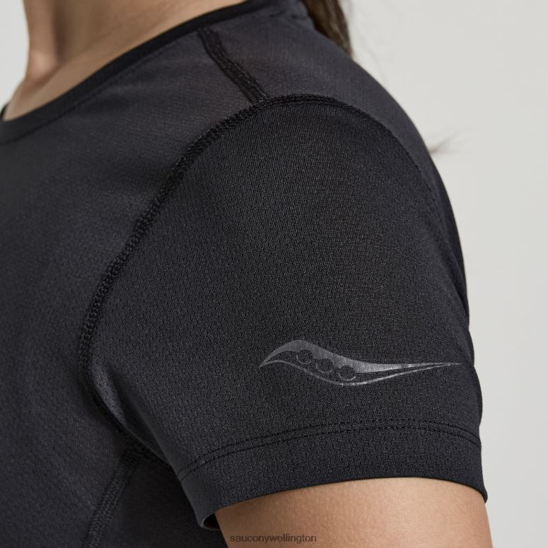 Saucony Women Stopwatch Graphic Short Sleeve Black Graphic 0066X738