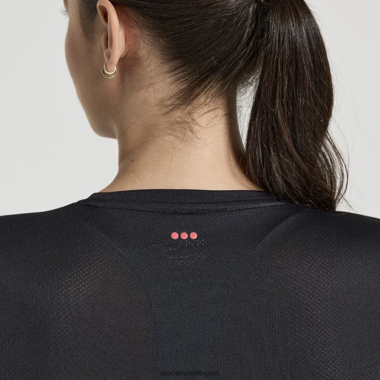 Saucony Women Stopwatch Graphic Short Sleeve Black Graphic 0066X738