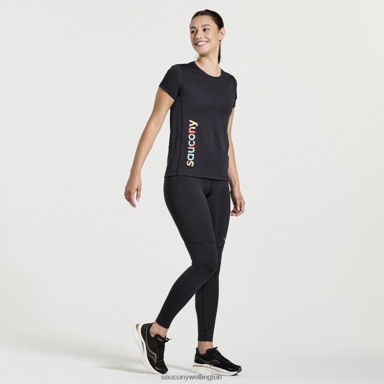 Saucony Women Stopwatch Graphic Short Sleeve Black Graphic 0066X738