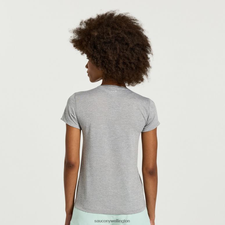Saucony Women Stopwatch Graphic Short Sleeve Light Grey Heather Graphic 0066X736