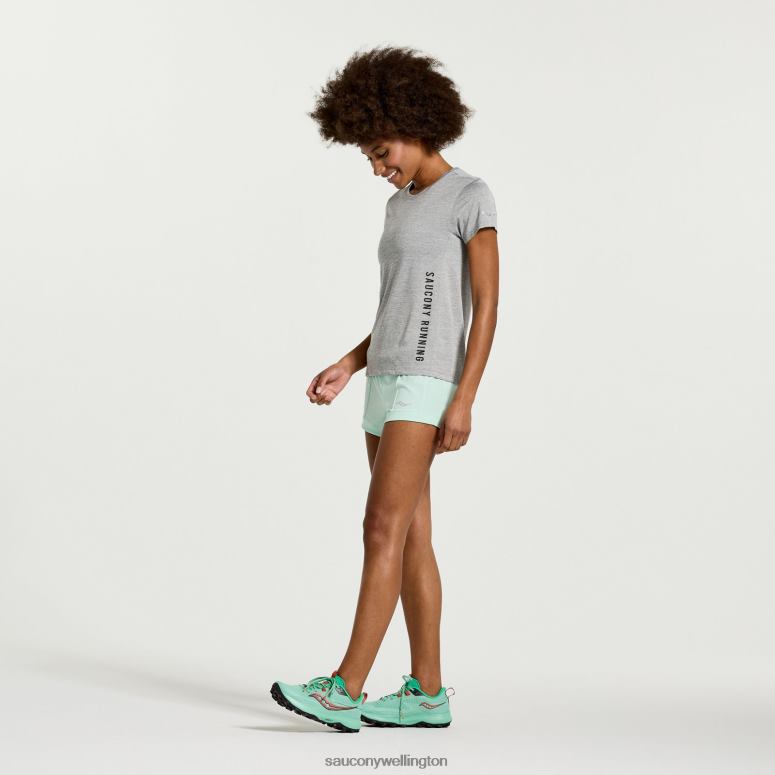 Saucony Women Stopwatch Graphic Short Sleeve Light Grey Heather Graphic 0066X736