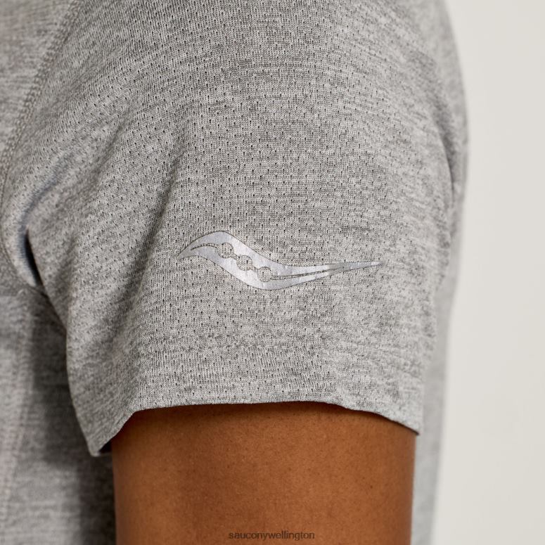 Saucony Women Stopwatch Graphic Short Sleeve Light Grey Heather Graphic 0066X736