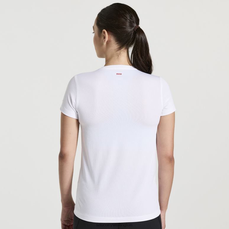 Saucony Women Stopwatch Graphic Short Sleeve White Graphic 0066X740