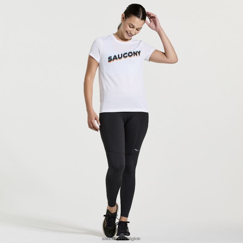 Saucony Women Stopwatch Graphic Short Sleeve White Graphic 0066X740
