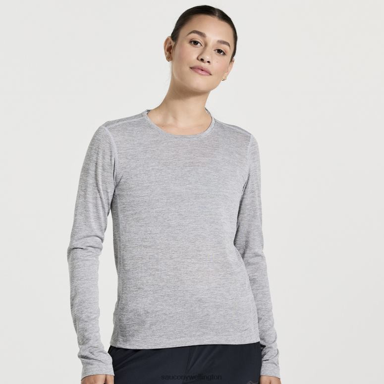 Saucony Women Stopwatch Long Sleeve Light Grey Heather 0066X744