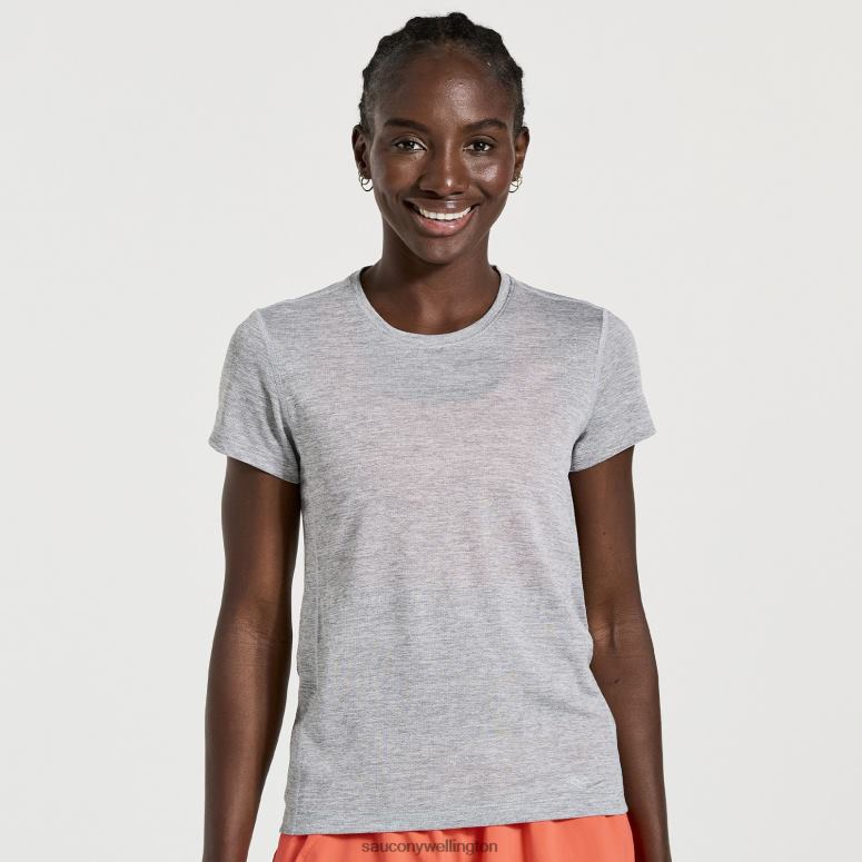 Saucony Women Stopwatch Short Sleeve Light Grey Heather 0066X732