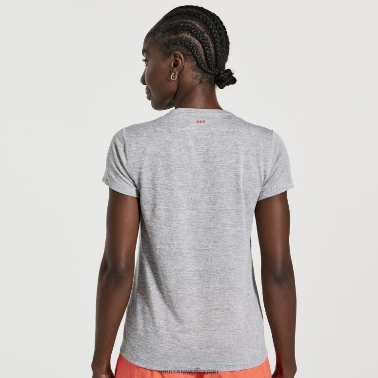 Saucony Women Stopwatch Short Sleeve Light Grey Heather 0066X732