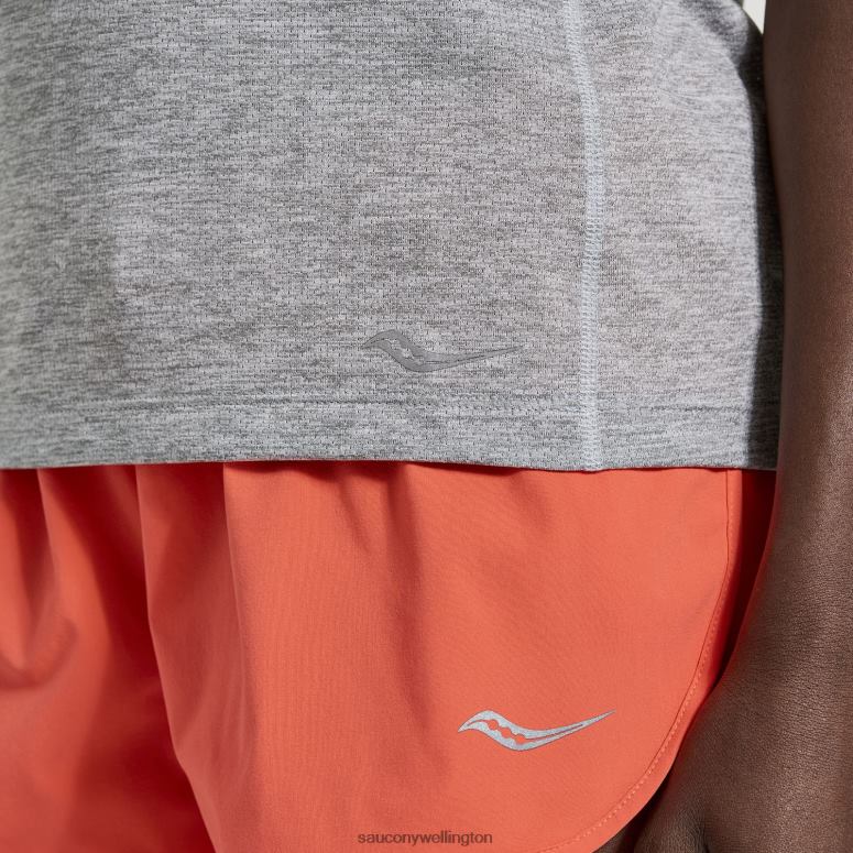 Saucony Women Stopwatch Short Sleeve Light Grey Heather 0066X732