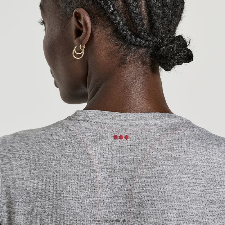 Saucony Women Stopwatch Short Sleeve Light Grey Heather 0066X732