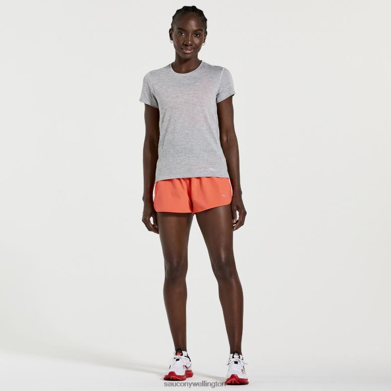 Saucony Women Stopwatch Short Sleeve Light Grey Heather 0066X732