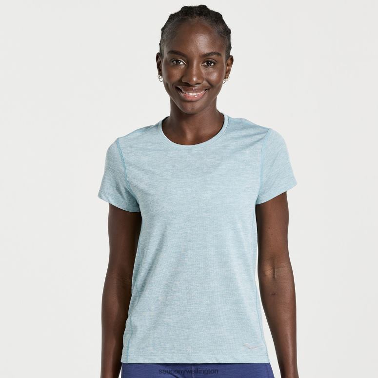 Saucony Women Stopwatch Short Sleeve Rainfall Heather 0066X733