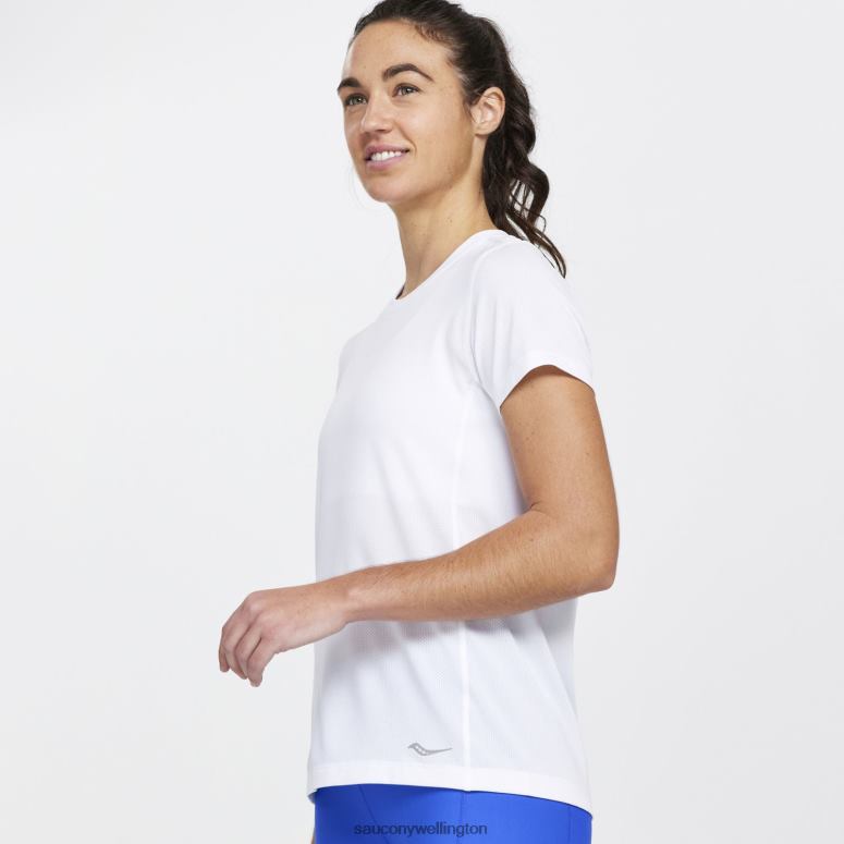 Saucony Women Stopwatch Short Sleeve White 0066X735