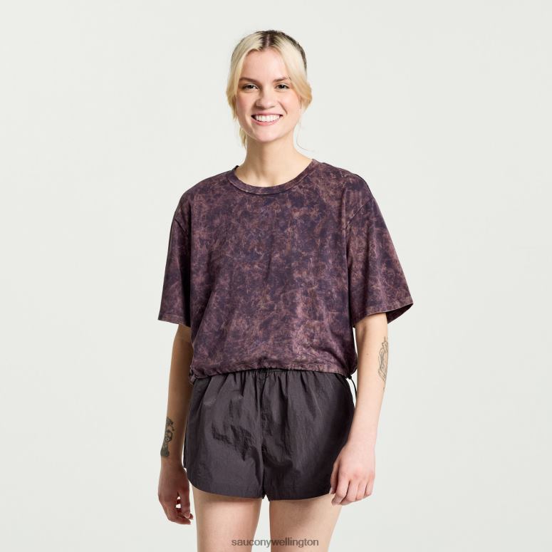 Saucony Women Unwind Crop Short Sleeve Basalt 0066X766