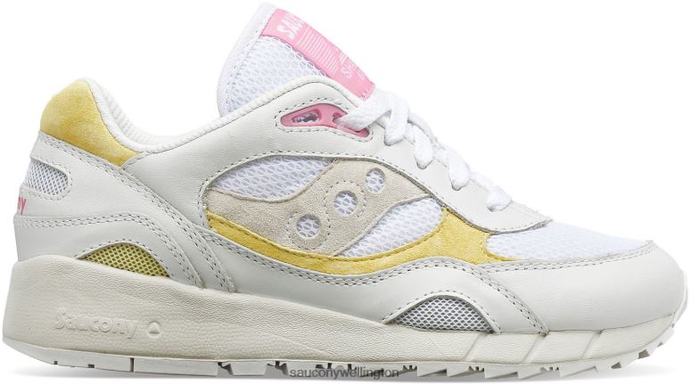 Saucony Women Shadow 6000 White/Yellow/Pink 0066X708